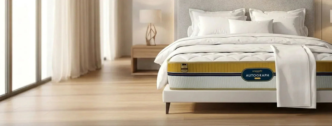 Luxurious Springfit Autograph mattress in a modern, light-filled bedroom with hardwood floors.