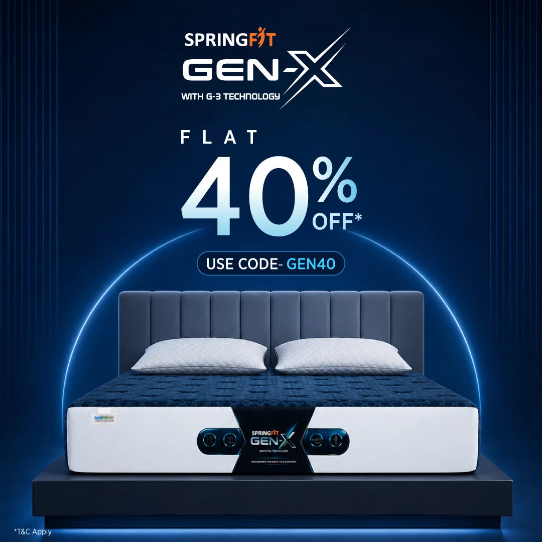 Springfit Gen-X mattress mobile banner offering flat 40% discount using coupon code GEN40.