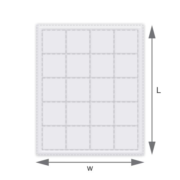 Top-view technical size diagram of Springfit mattress topper displaying L length and W width measurement arrows on white background